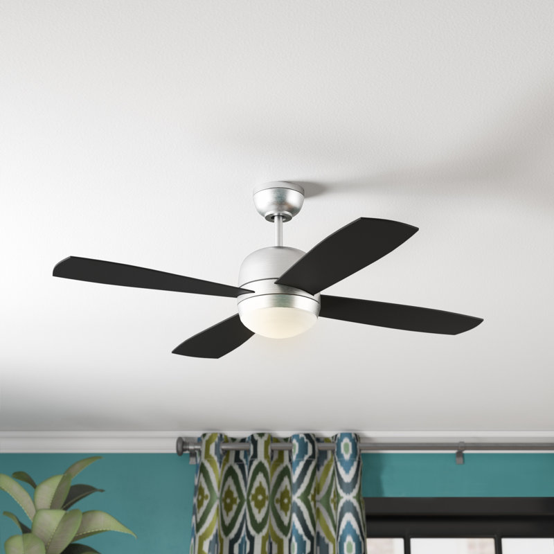 Orren Ellis Ventilateur De Plafond A 4 Pales A Del 44 Avec Telecommande Et Ensemble D Eclairage Inclus Jethva Et Commentaires