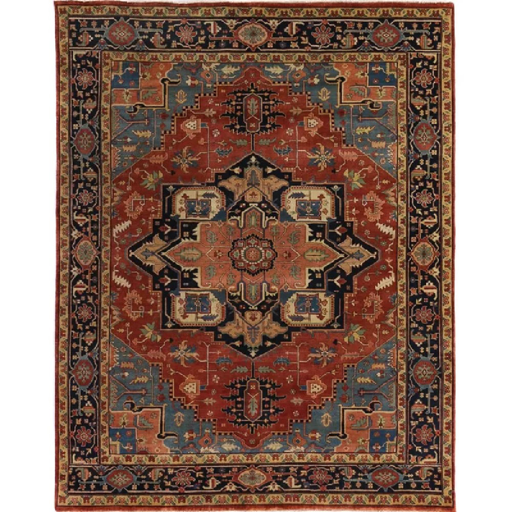 Old Hand Made Rust & Beige Contemporary Style Persian Oriental Wool Area Rug