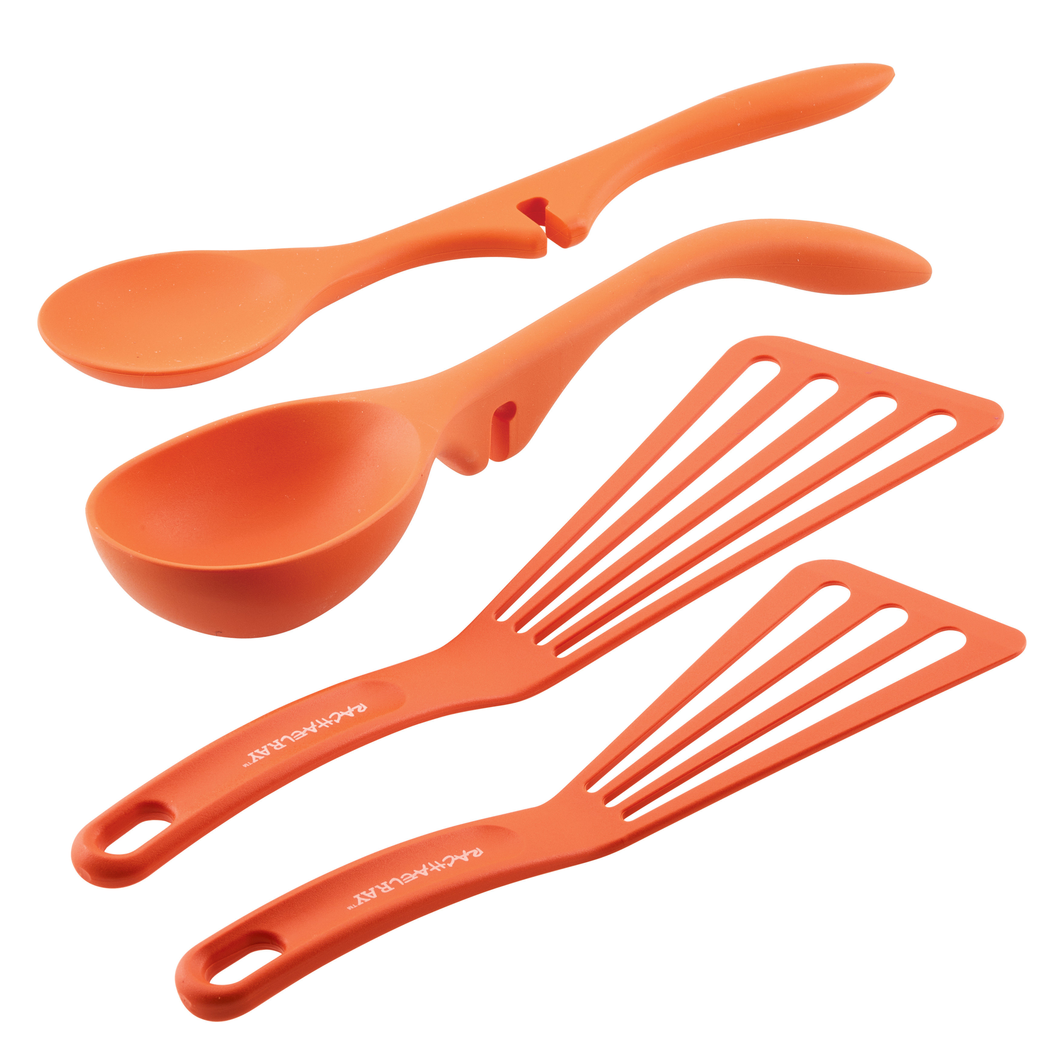 Rachael Ray Kitchen Utensils Nonstick Lazy Spoon, Ladle, and Turner Set