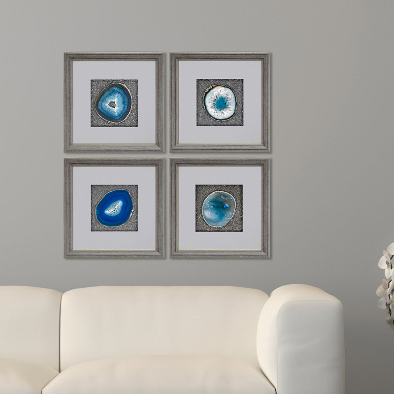Mercer41 Teal Agate By Peak 4 Piece Picture Frame Graphic Art