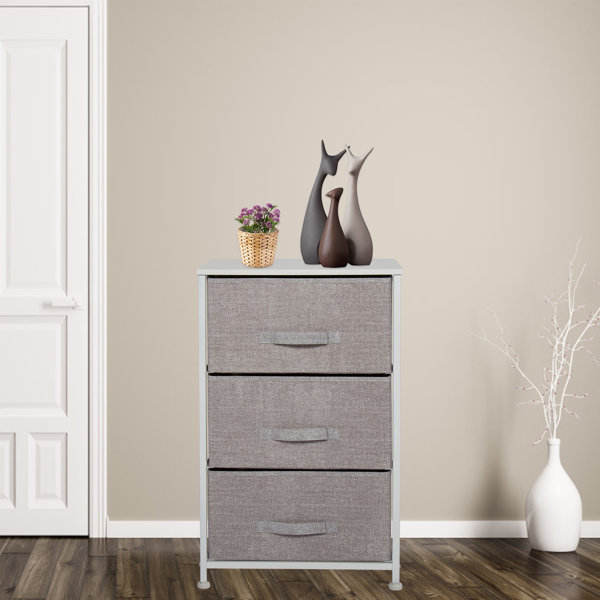 Rebrilliant Fabric 3-drawer Dresser, Vertical Dresser ...