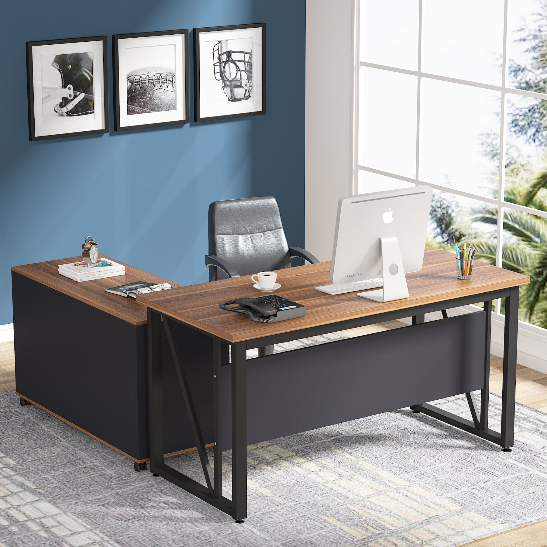 Inbox Zero Dineke L-Shape Credenza Desk & Reviews | Wayfair