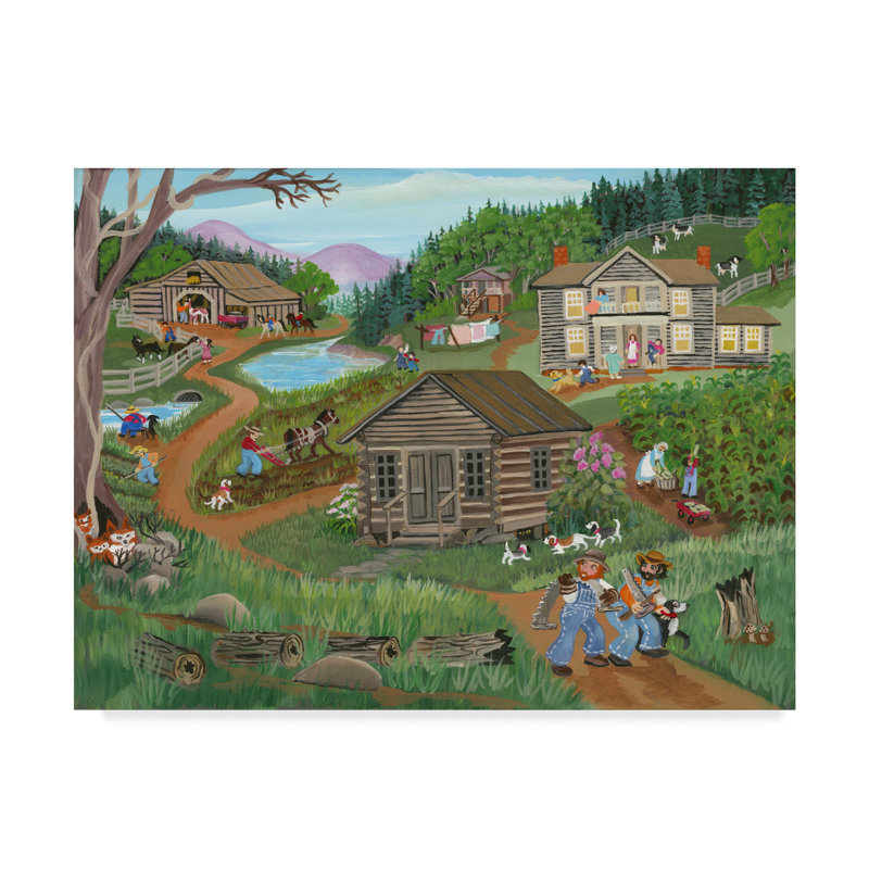 Winston Porter Old Log Church House Acrylic Painting Print On