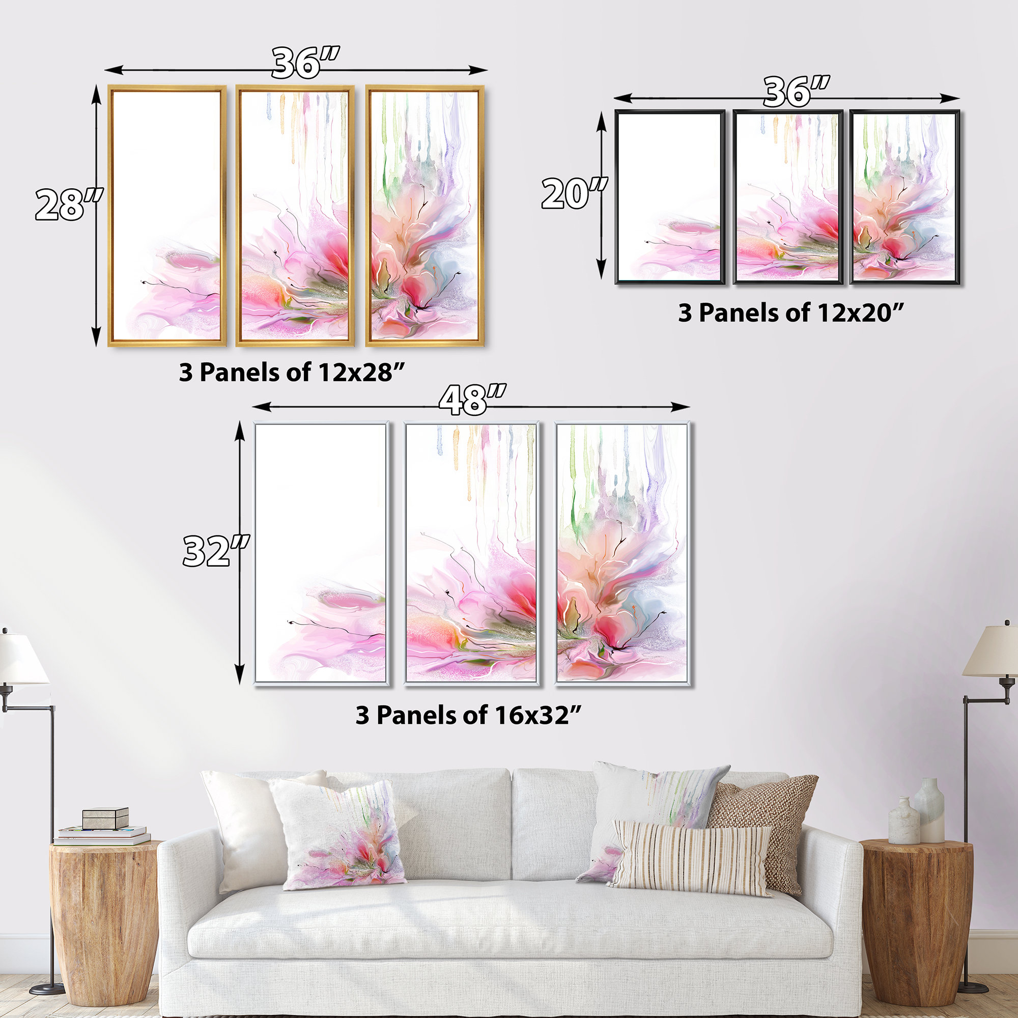 Red Barrel Studio® Floral Composition - 3 Piece Floater Frame Painting ...