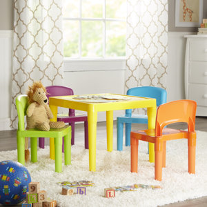Jabari Kids 5 Piece Plastic Table and Chair Set