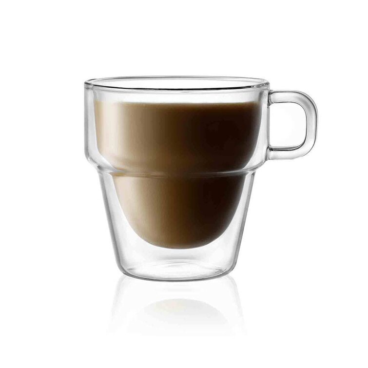 JoyJolt Stoiva Stackable Double Wall Insulated Coffee Mug,11.5oz Teacup Set of 4