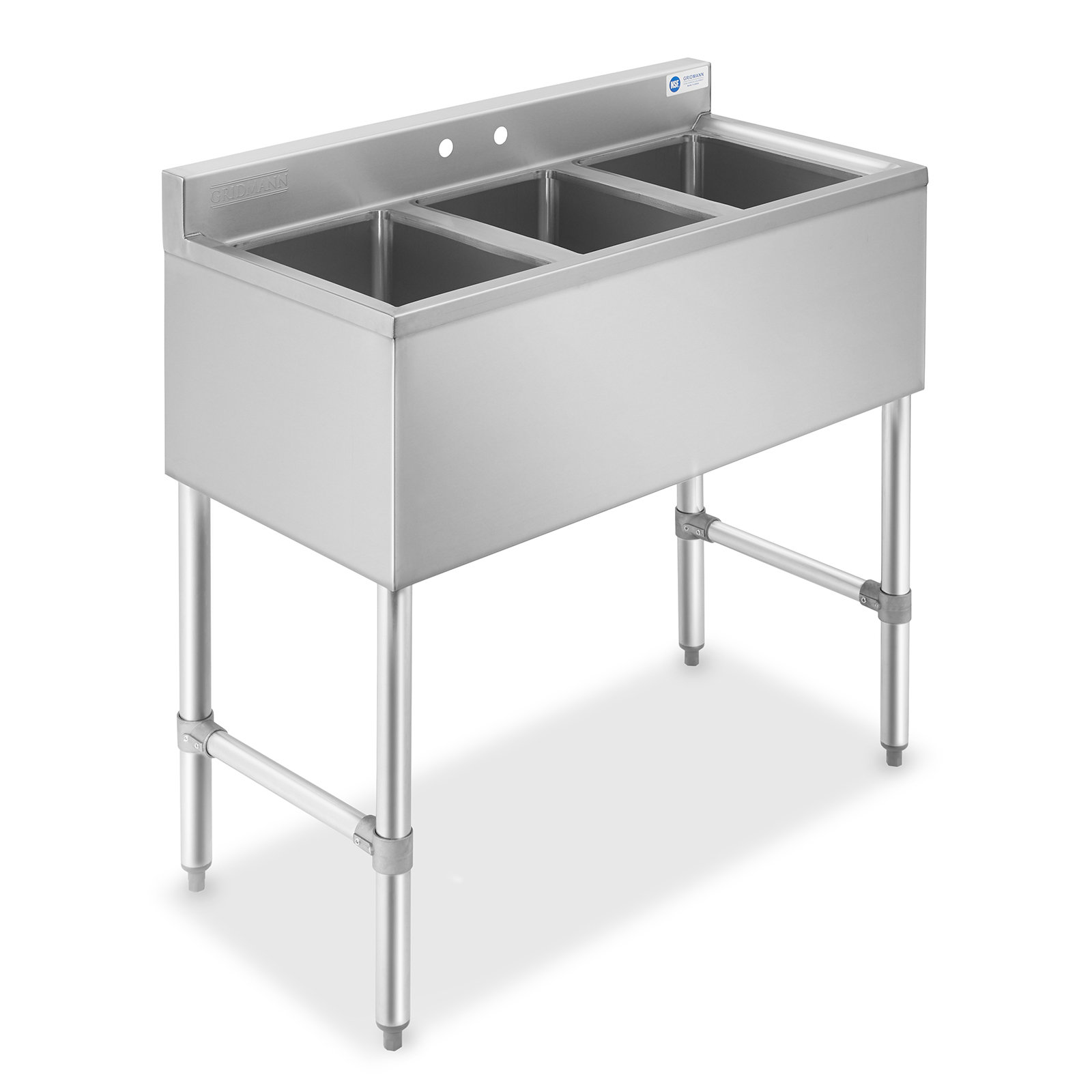GRIDMANN 3 Compartment NSF Stainless Steel Commercial Bar Sink By