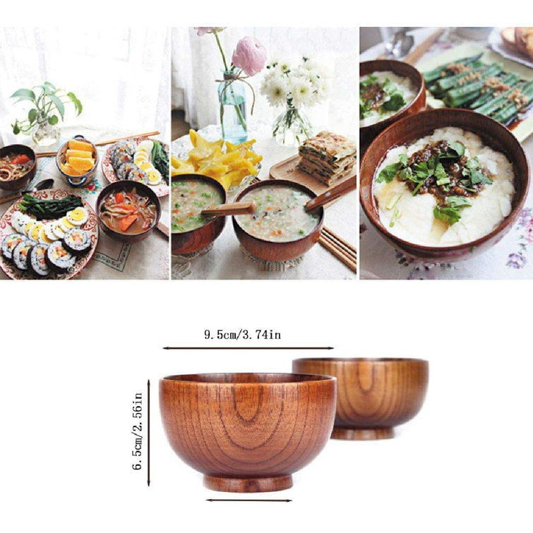 Natural Jujube Wooden Rice Soup Bowl Food Containter Kitchen Utensil Tableware 