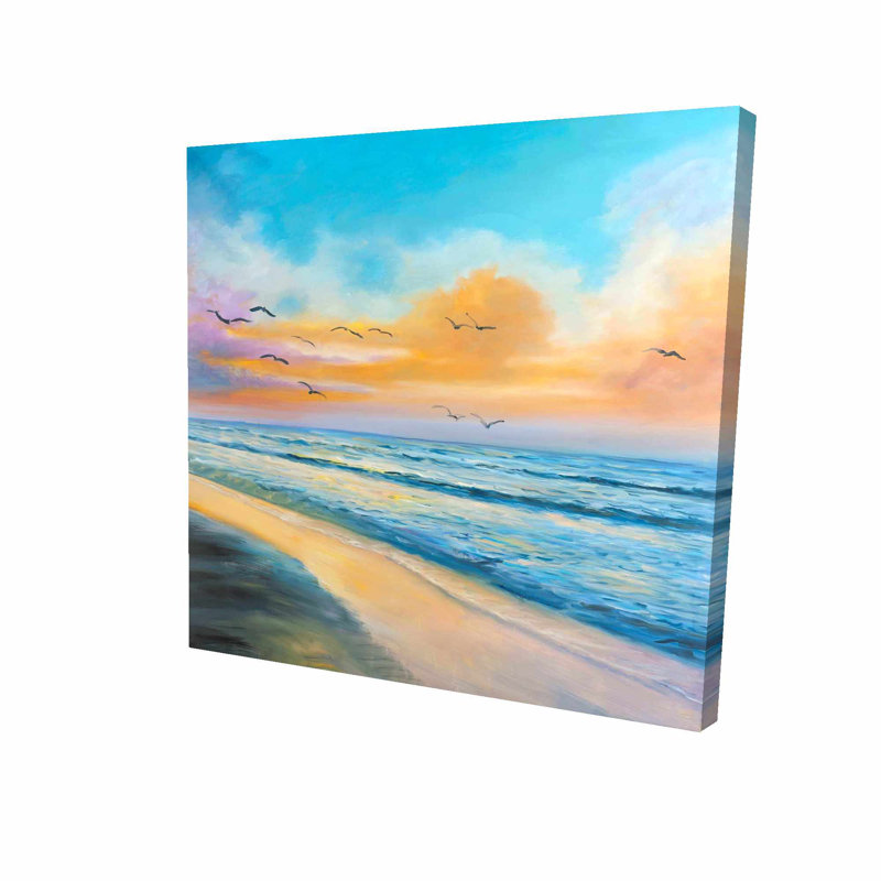 Highland Dunes Tropical Sunset Oil Painting Print On Wrapped