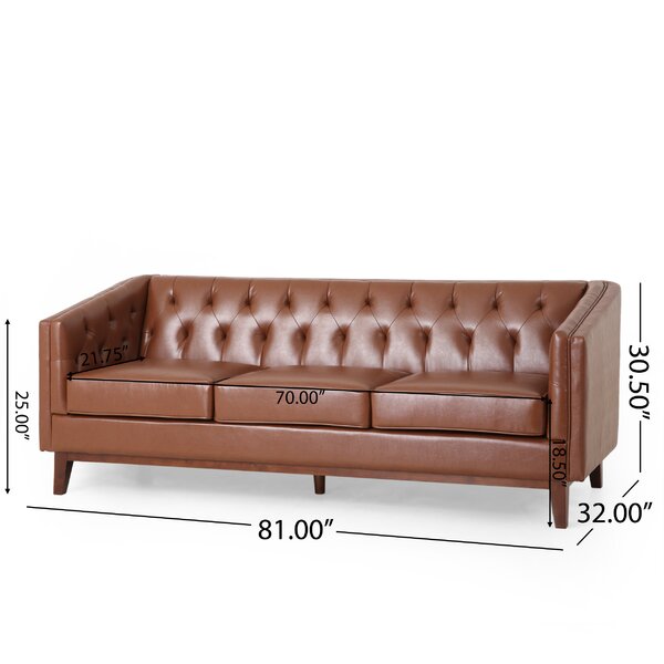 George Oliver Davidjohn 80.75'' Faux Leather Square Arm Sofa & Reviews ...