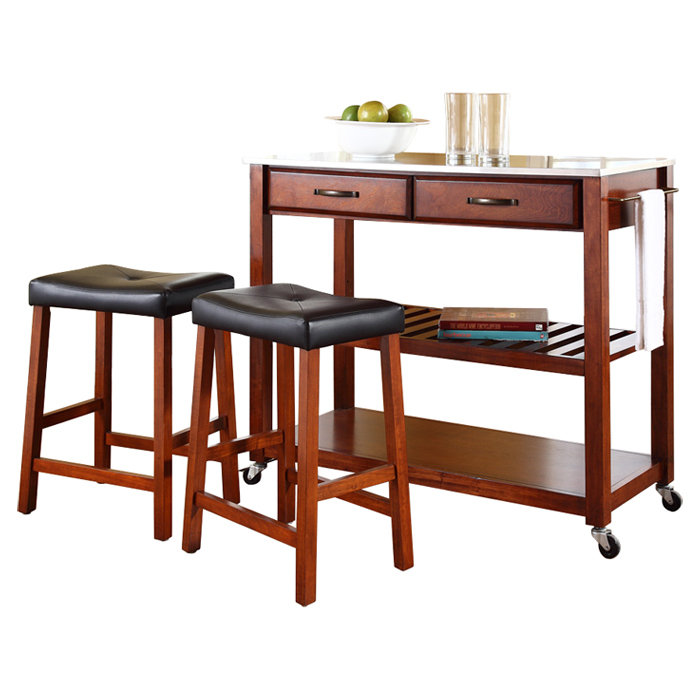 Three Posts Haslingden 3 Piece Kitchen Island Set With Stainless