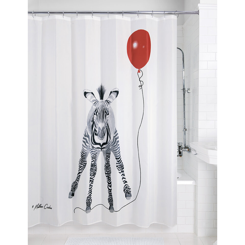 Latitude Run Cornerstone Zebra With Balloon Single Shower Curtain Reviews Wayfair