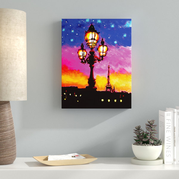 Latitude Run Streetlamp And La Tour Eiffel Painting Print On