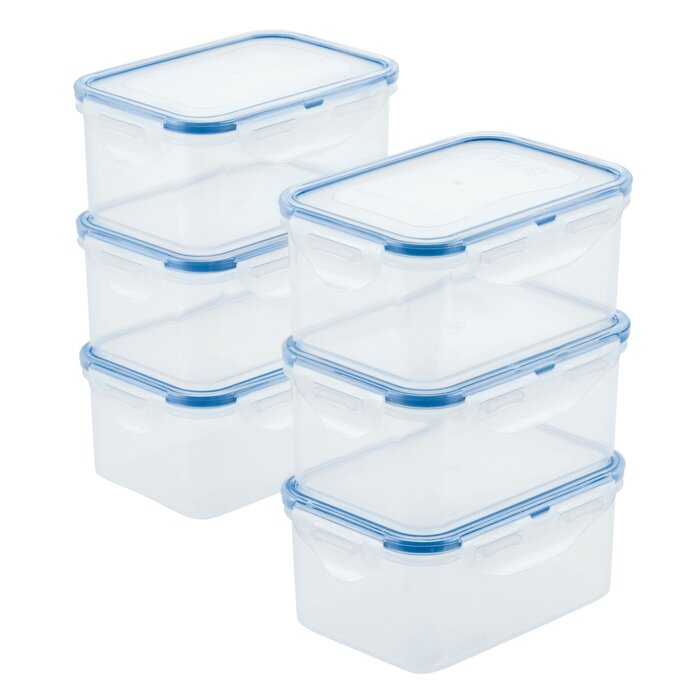 Lock & Lock 6-Pack Easy Essentials Rectangular Microwave Safe BPA Free Food Storage Container