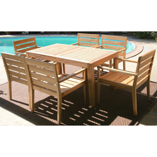 Go to store & view more images Waterford 7 Piece Teak Dining Set with Sunbrella Cushions by IKsunTeak