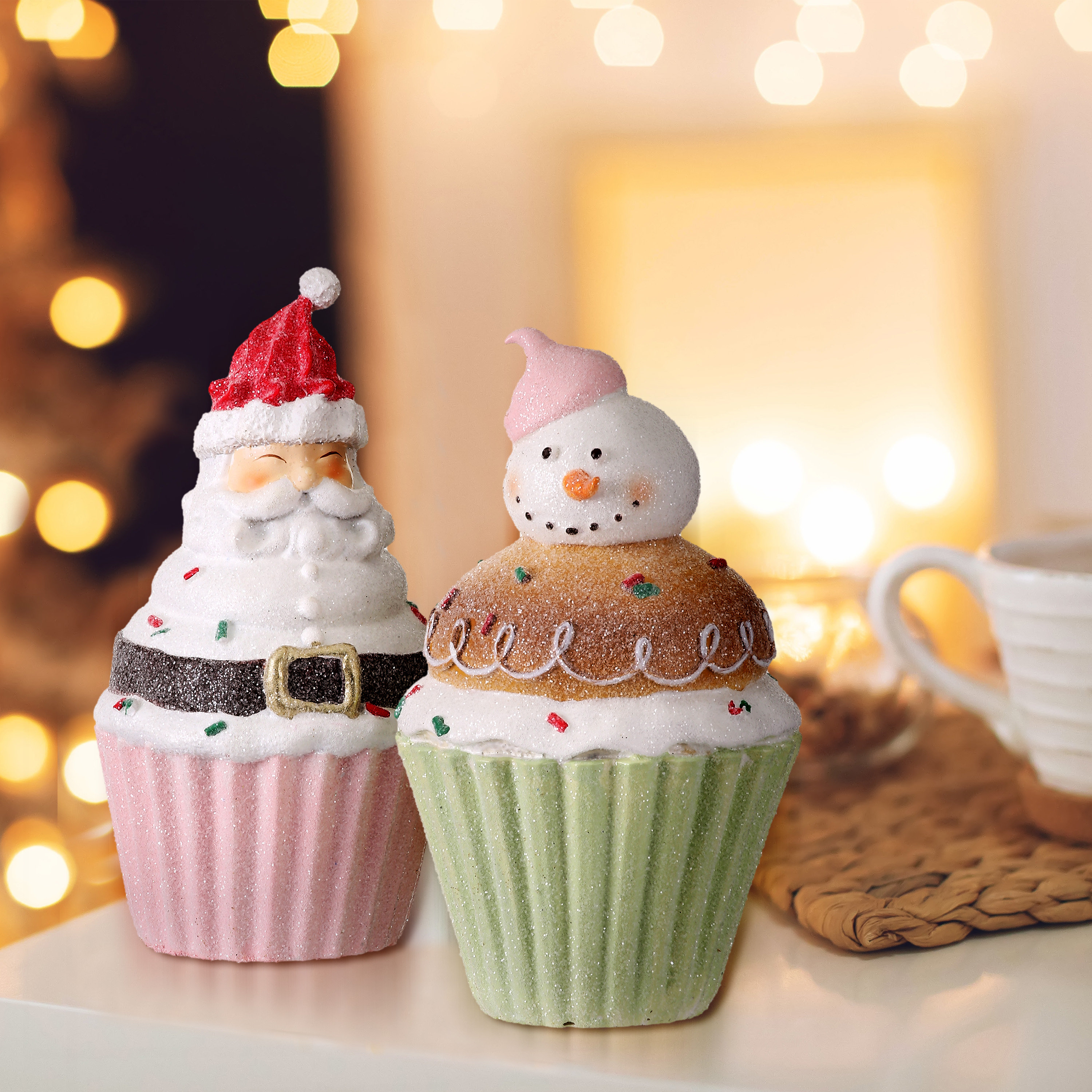 The Holiday Aisle Resin Frosty Santa Snowman Cupcake Set Of 2 Reviews Wayfair
