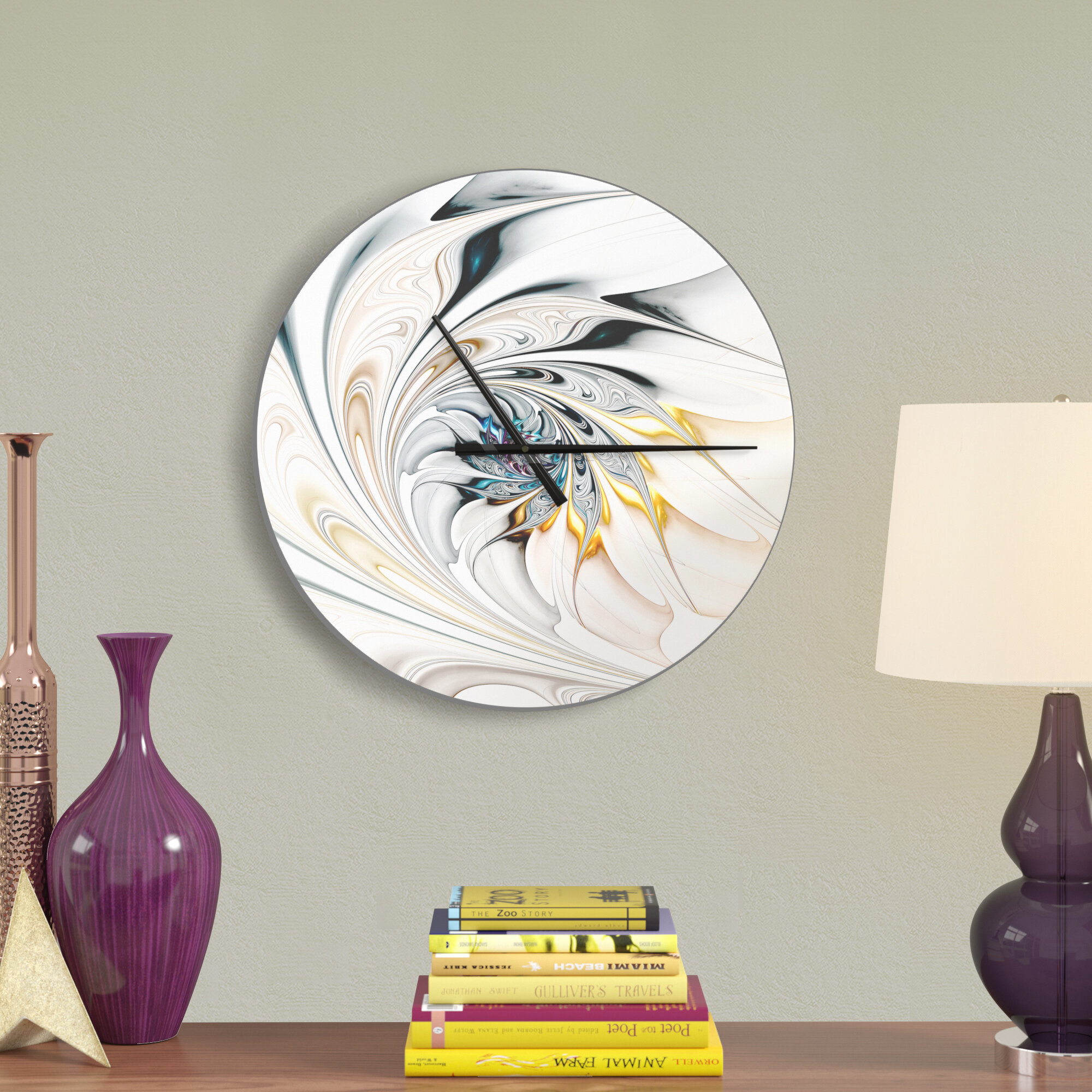 East Urban Home Stained Glass Floral Art Wall Clock Reviews Wayfair