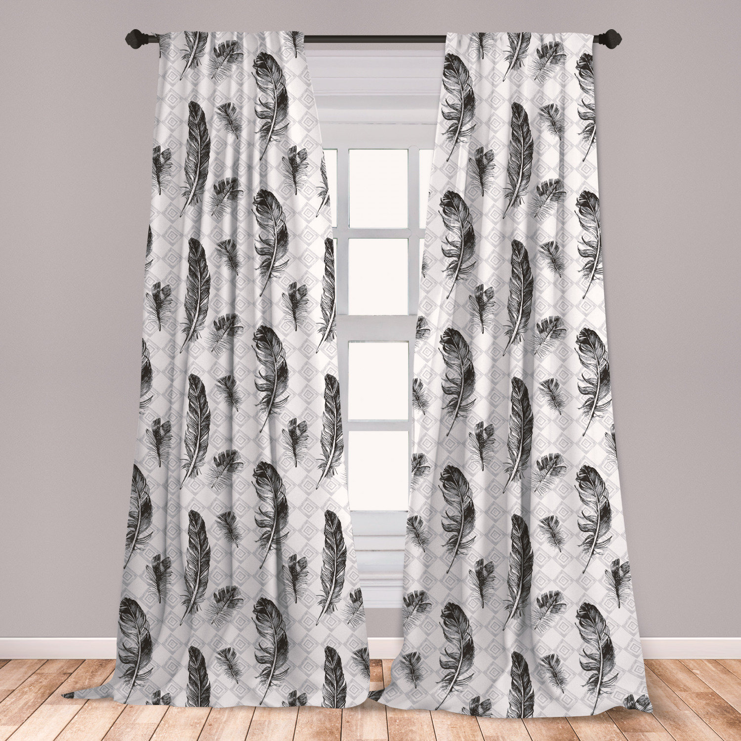 East Urban Home Ambesonne Feather Geometric Room Darkening Rod Pocket Curtain Panels Wayfair