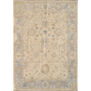 Hand-Knotted Beige Area Rug