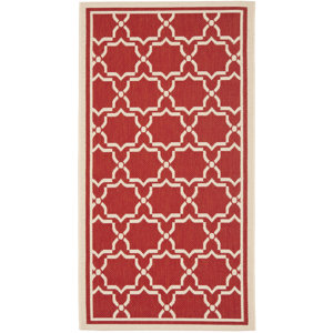Short Red / Bone Indoor/Outdoor Rug