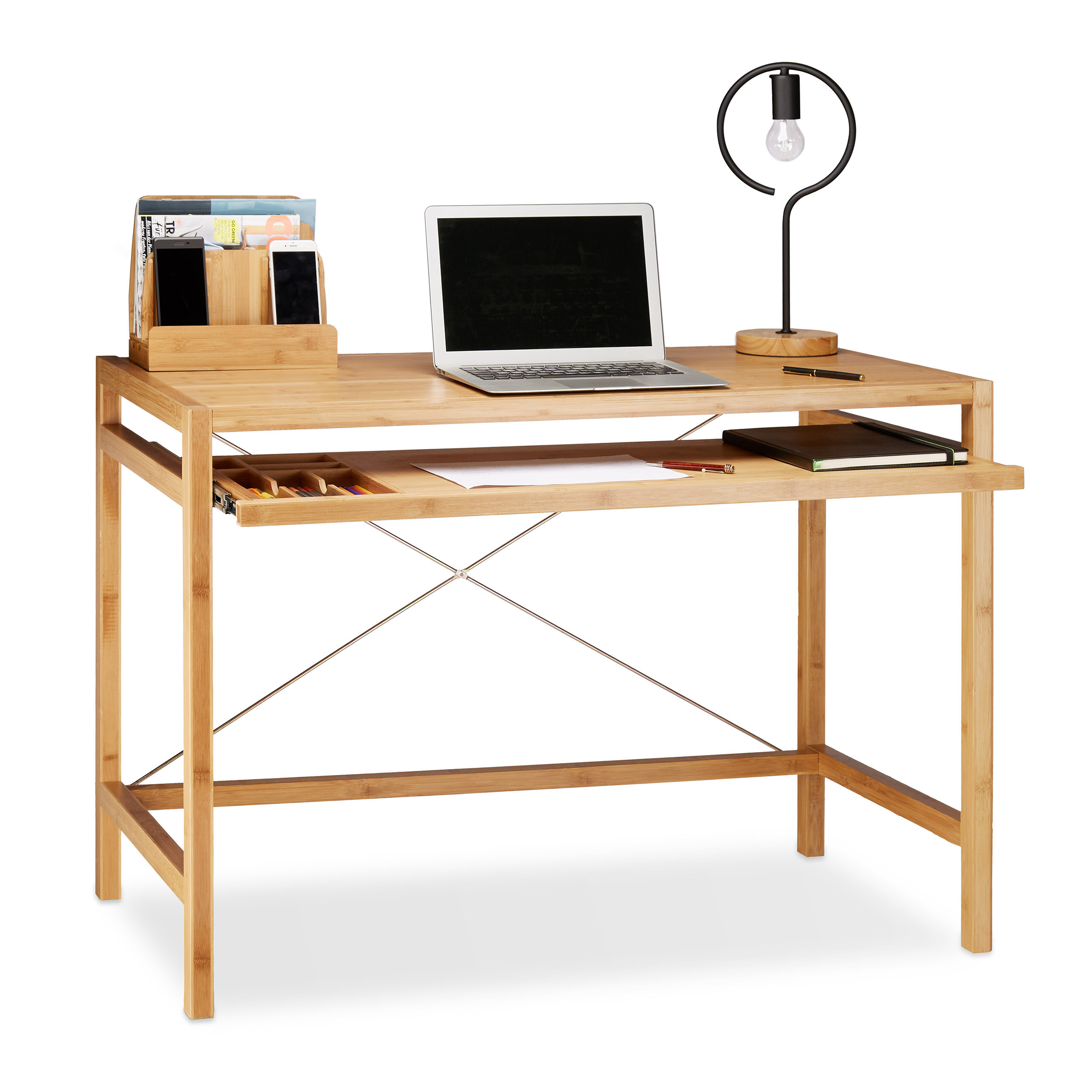 Relaxdays Modern Bamboo Computer Desk Wayfair Co Uk