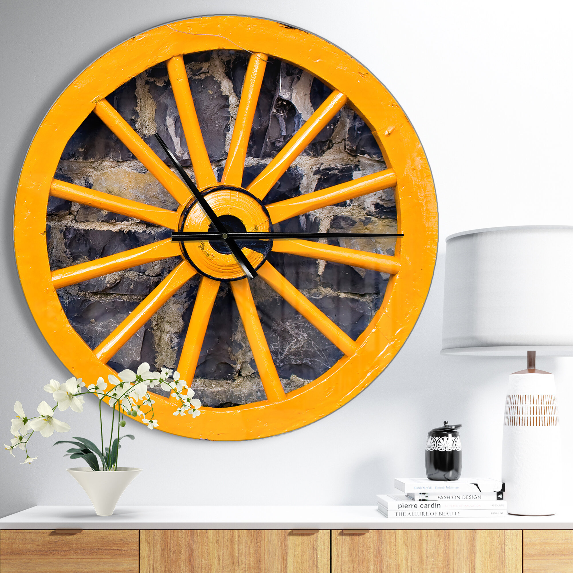 East Urban Home Farmhouse Designart Wooden Wagon Wheel Country Wall Clock Wayfair