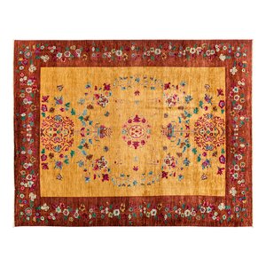 One-of-a-Kind Eclectic Hand-Knotted Orange Area Rug