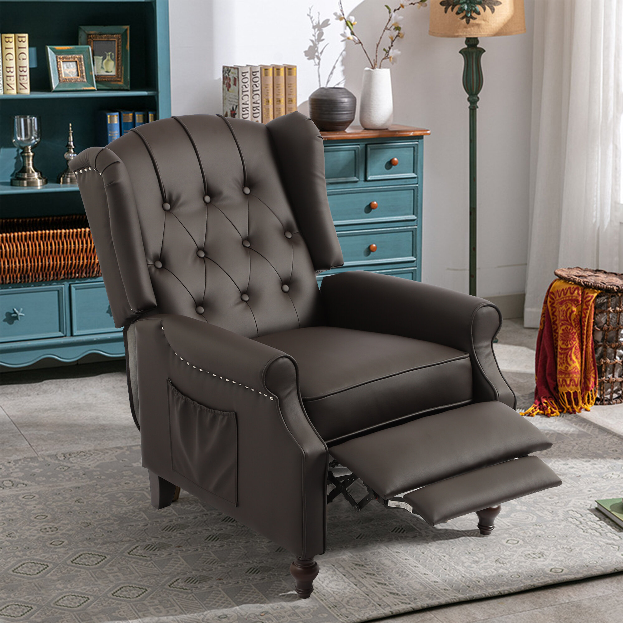 faux leather club chair recliner