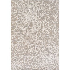 Oconnell Hand-Knotted Taupe/Ivory Area Rug