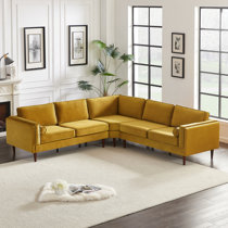 Yellow velvet sectional sofa clearance