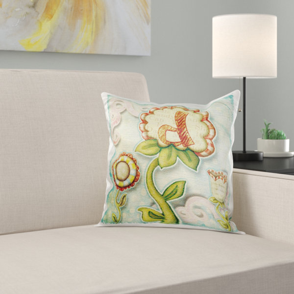 East Urban Home Cute Quirky Flowers Monogram Letter D Pillow Cover Wayfair