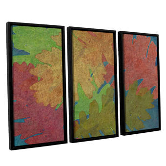 Loon Peak Oak Leaves 3 3 Piece Framed Graphic Art Set Wayfair