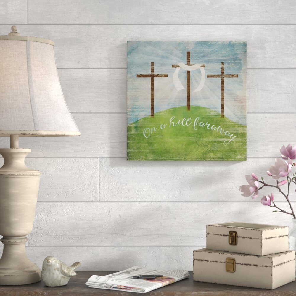 'On a Hill Faraway' Graphic Art Print on Wrapped Canvas - Easter Wall Artwork