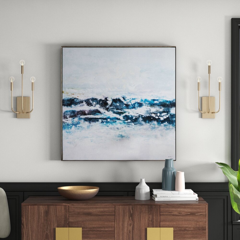Beachcrest Home Pacific Ocean Waves Framed Acrylic Painting Print On Canvas Reviews Wayfair Co Uk