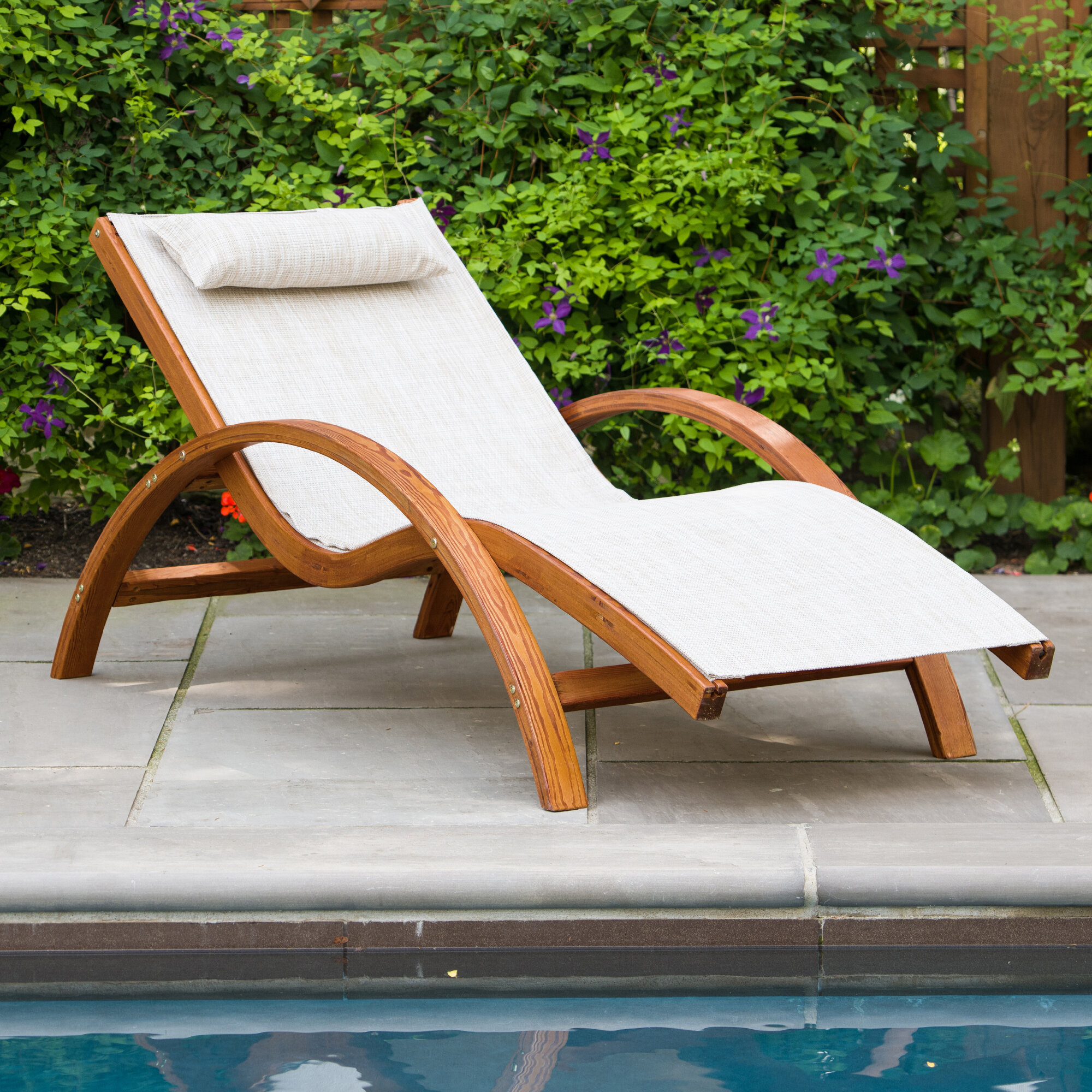 Leisure Season CL7111-E Chaise Pull-Out Tray Patio-Lounge-Chairs Medium Brown 