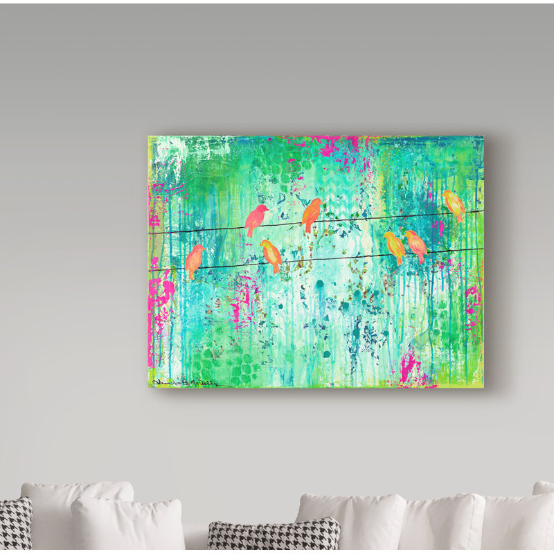 Trademark Art Birds On A Wire Acrylic Painting Print On Wrapped