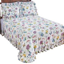 Queen Collections Etc Floral Watercolor Gardenscape Lightweight Plisse Bedspread