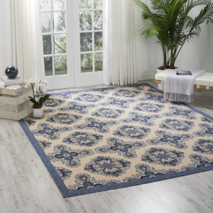 Ashby Ivory/Blue Indoor/Outdoor Area Rug