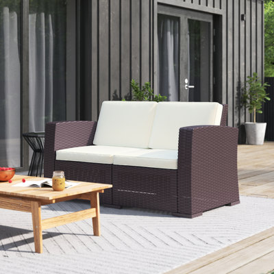 Mcchesney 55\" Wide Outdoor Loveseat with Cushions INCOMPLETE 