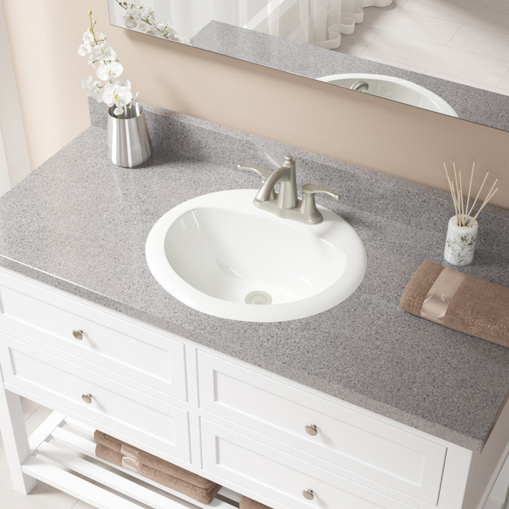 Vitreous China Oval Drop-In Bathroom Sink with Overflow Vitreous China Oval Drop-In Bathroom Sink with Overflow