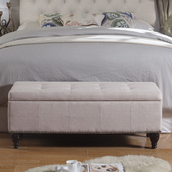 end of bed storage bench grey