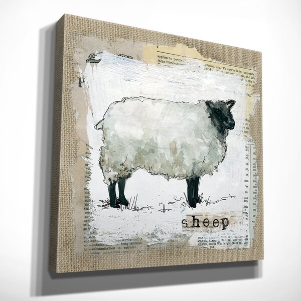Gracie Oaks 'Burlap Sheep' Graphic Art Print on Wrapped ...