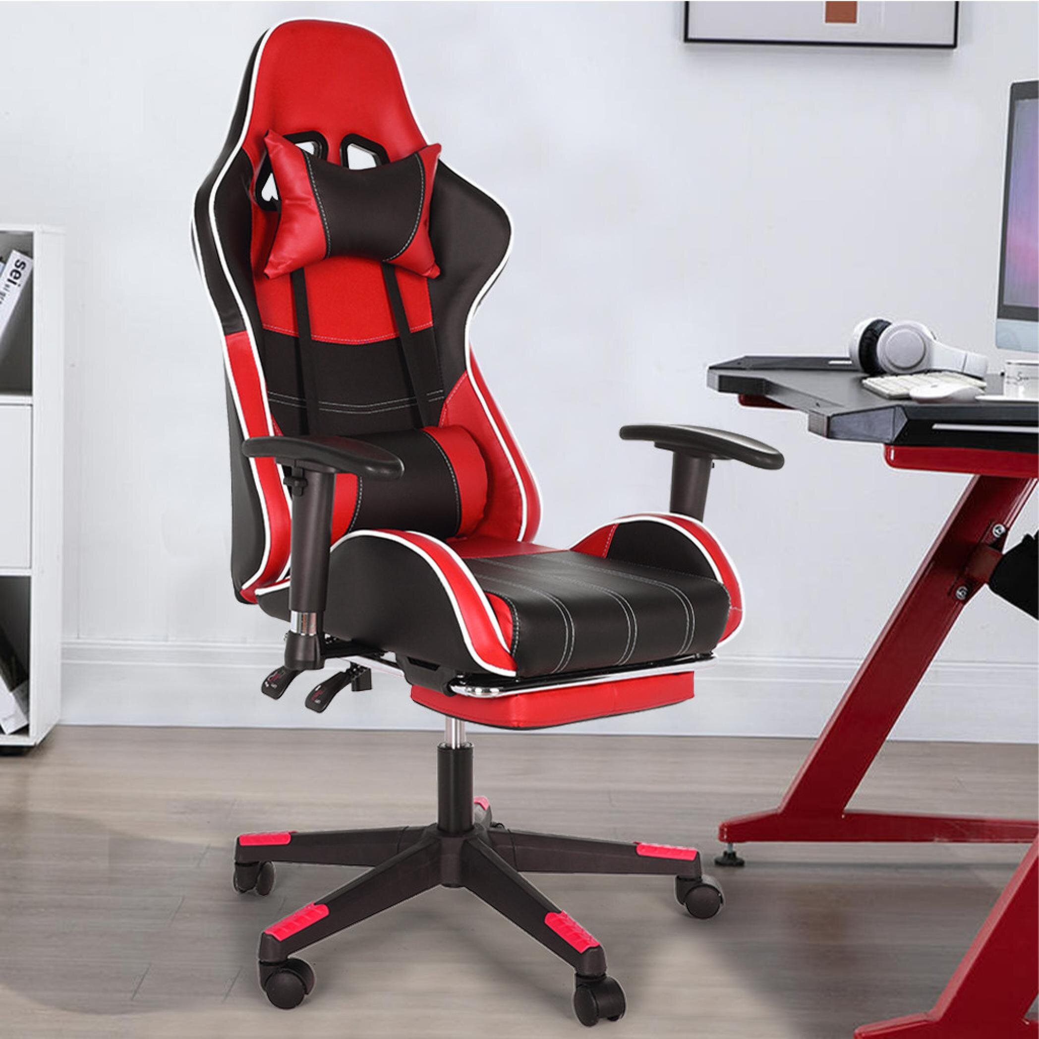 Ergonomic Office Chairs Adjustable Swivel Multifunctional Desk Chair with Headrest and Lumbar Support Video Game Chairs Black & Red Gaming Chair Computer Game Chair 