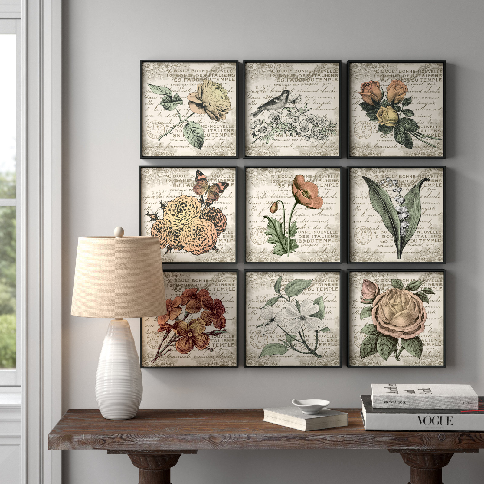 'French Botanical Illustrations' - 9 Piece Wrapped Canvas Graphic Art Print Set