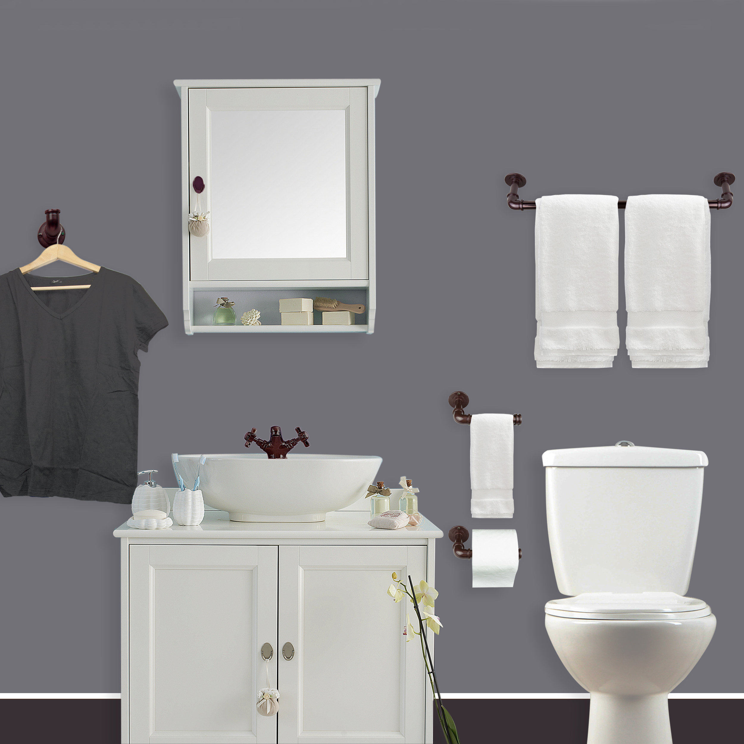 Pipe 10 Piece Bathroom Hardware Set Pipe 10 Piece Bathroom Hardware Set