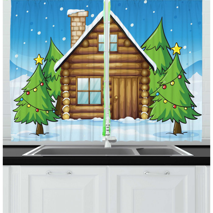 East Urban Home 2 Piece Log Cabin Illustration Of A Cabin In