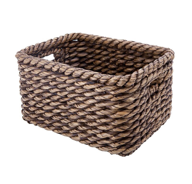 dark brown wicker storage baskets