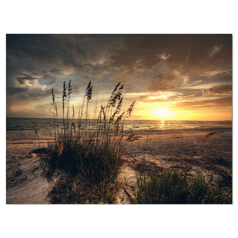 Highland Dunes Grassy And Beach Sunset Unframed Photograph Print On Canvas Reviews Wayfair