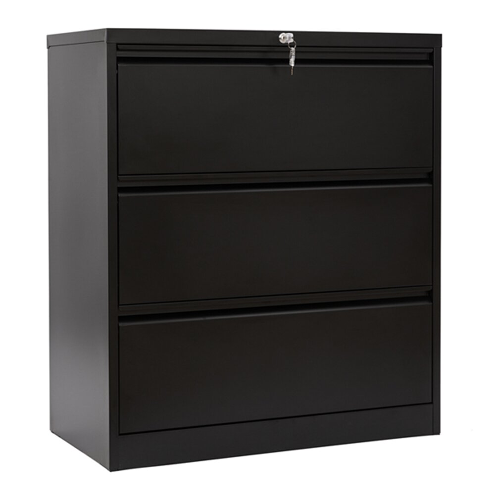 Tangya 3 Drawer Lateral File Cabinet With Lock Metal Lateral Storage Cabinet For Office Use Fast Assemble Metal Lateral File Cabinet Wayfair Ca