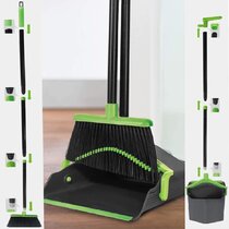 Long Handled Dustpan and Brush Sets Floor Broom and Dustpan Sweeping Brush Indoor Dustpan Set Purple